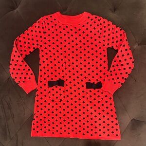 Red and Black Polka Dot Sweater Dress